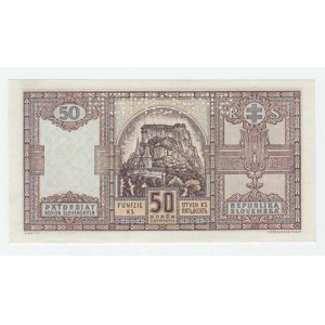 Slovenská republika, 1939 - 1945, 50 Koruna 1940, série Oe, BHK.50, He.53a.s1, nahoře