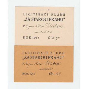 Osobní a jiné dokumenty, Praha 1913, 1916 - Architekt Alois Dlabač - 2x