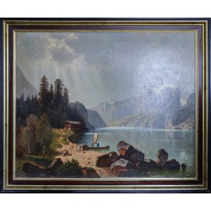 Malarz nieokreślony, niemiecki (?), XIX w., Górskie jezioro