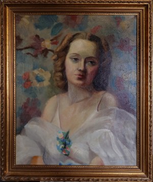 Sallie JOHNSTON, XX w., Portret kobiety w białej sukni, 1937