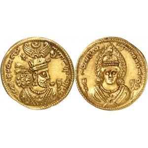 Empire sassanide, Khosro II (591-628). Dinar Or An 21 (610).