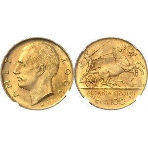 Zog Ier (1925-1939). 100 franga (2 étoiles) 1927, R, Rome.