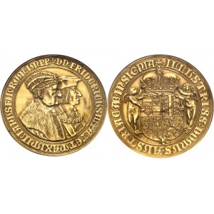 Saint-Empire romain (962-1806). Médaille d’or, dite médaille juive de Prague (Prague Jewish medal - Judenmedaille), Frédéric III et Maximilien Ier ND (1620-1650), Prague.