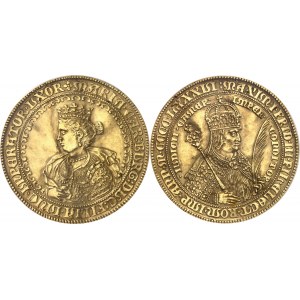Saint-Empire romain (962-1806). Médaille d’or, dite médaille juive de Prague (Prague Jewish medal - Judenmedaille), Marie de Bourgogne et Maximilien Ier ND (1620-1650), Prague.