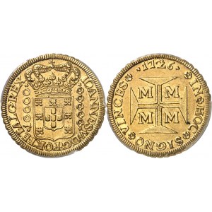 Jean V (1706-1750). 10000 réis 1726, M, Minas Gerais.