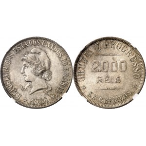 République du Brésil (1889-1930). 2000 réis 1906, Rio de Janeiro.