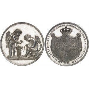 Louis XVIII (1814-1824). Médaille pour la visite du Prince et de la Princesse de Danemark à la Monnaie de Paris, en platine 1822, Paris.