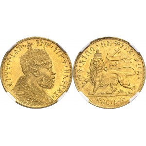 Ménélik II (1889-1913). Épreuve en Or du 1/2 Birr EE 1889 (1897), Addis-Abeba.