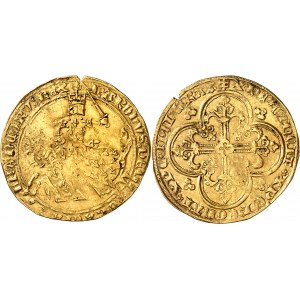 Charles V (1364-1380). Franc à cheval, variété avec croix à double traverse initiale ND (1364).