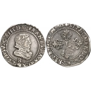 Louis XIII (1610-1643). Demi-franc, 3e type 1615, B, Rouen.