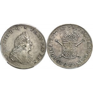 Louis XIV (1643-1715). Demi-écu de Flandre aux insignes, 2e type 1704, W, Lille.