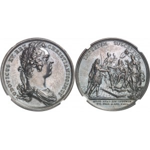 Louis XV (1715-1774). Médaille, la Majorité du Roi le 15 février 1723, par Jean Duvivier 1723, Paris.
