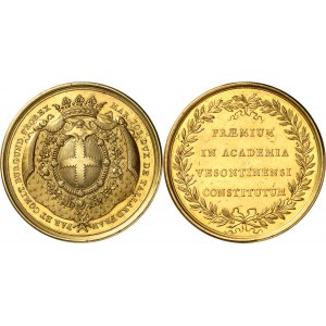 Louis XV (1715-1774). Médaille d’Or, prix de l’Académie des Sciences, Belles-lettres et Arts de Besançon, réemployée pour Claude-Xavier Girault après 1752 et 1789, Paris.