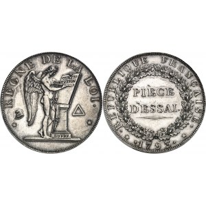 Convention (1792-1795). Essai au module de 2 sols en argent 1793, Paris.