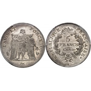 Consulat (1799-1804). 5 francs Union et Force An 11 (1803), A, Paris.