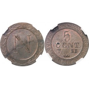 Premier Empire / Napoléon Ier (1804-1814). 5 centimes Napoléon Empereur 1808, BB, Strasbourg.
