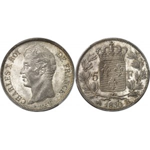 Charles X (1824-1830). 5 francs, 2e type 1830, B, Rouen.
