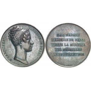 Charles X (1824-1830). Médaille, visite de la Duchesse de Berry à la Monnaie le 22 juillet 1825, Paris.