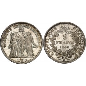 IIe République (1848-1852). 5 francs Hercule 1848, A, Paris.