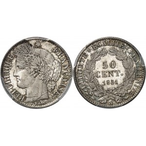 IIe République (1848-1852). 50 centimes Cérès 1851, A, Paris.
