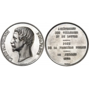 IIe République (1848-1852). Médaille pour la pose de la première pierre des travaux d’achèvement des Tuileries et du Louvre 1852, Paris.