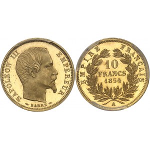 Second Empire - Napoléon III (1852-1870). 10 francs tête nue, petit module, Flan bruni (PROOF) 1854, A, Paris.