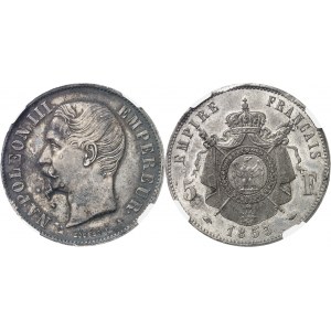 Second Empire - Napoléon III (1852-1870). Épreuve de 5 francs tête nue, en étain argenté 1853, Paris.