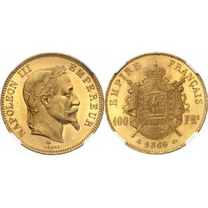 Second Empire - Napoléon III (1852-1870). 100 francs tête laurée 1866, A, Paris.
