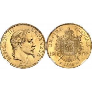 Second Empire - Napoléon III (1852-1870). 100 francs tête laurée 1869, BB, Strasbourg.