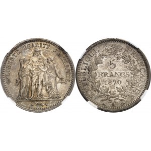 Gouvernement de Défense Nationale (1870-1871). 5 francs Hercule 1870, A, Paris.