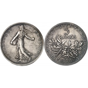 IIIe République (1870-1940). Essai de 5 francs Semeuse 1898, Paris.