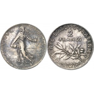 IIIe République (1870-1940). Piéfort de 2 francs Semeuse 1928, Paris.