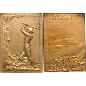 IIIe République (1870-1940). Plaquette, les Mines de Lens par O. Roty 1913, Paris.