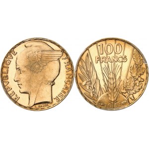 IIIe République (1870-1940). 100 francs Bazor, Flan bruni (PROOF) 1935, Paris.