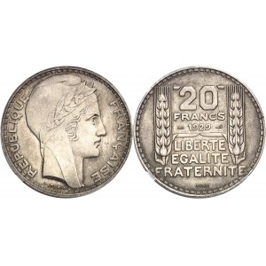 IIIe République (1870-1940). Essai-piéfort de 20 francs Turin 1929, Paris.
