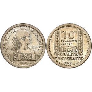 IIIe République (1870-1940). Essai de 10 francs Turin hybride de poids 4,5 g 1939, Paris.
