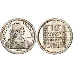 IIIe République (1870-1940). Essai de 10 francs Turin hybride de poids 11 g 1939, Paris.