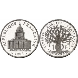 Ve République (1958 à nos jours). Piéfort de 100 francs Panthéon, Flan bruni (PROOF) 1983, Pessac.