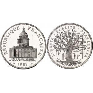Ve République (1958 à nos jours). Piéfort de 100 francs Panthéon, Flan bruni (PROOF) 1985, Pessac.