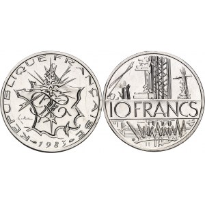 Ve République (1958 à nos jours). Piéfort de 10 francs Mathieu, Flan bruni (PROOF) 1983, Pessac.