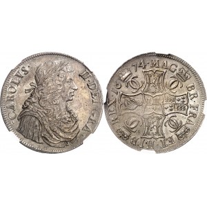 Écosse, Charles II (1660-1685). 4 merks 1674, Édimbourg.