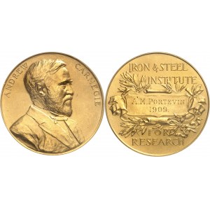 Édouard VII (1901-1910). Médaille d’or, prix Andrew Carnegie, Iron & Steel Institut, à A. M. Portevin 1909.