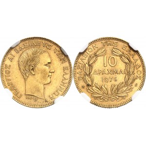Georges Ier (1863-1913). 10 drachmes 1876, A, Paris.