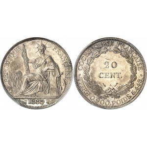 Cochinchine (1870-1940). 20 centimes Cochinchine, Flan bruni (PROOF) 1885, A, Paris.