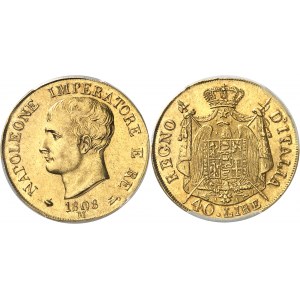 Milan, royaume d’Italie, Napoléon Ier (1805-1814). 40 lire 1808, M, Milan.