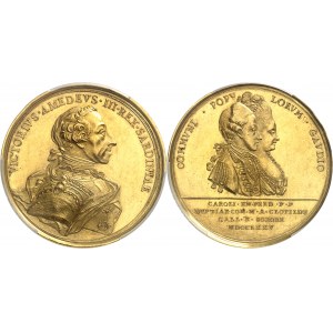 Savoie, Victor-Amédée III (1773-1796). Médaille pour les noces de Charles-Emmanuel et Marie-Clotilde de France, par Lorenzo Lavy 1775, Turin.