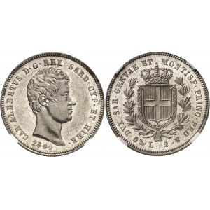 Savoie-Sardaigne, Charles-Albert (1831-1849). 2 lire 1844, Gênes.