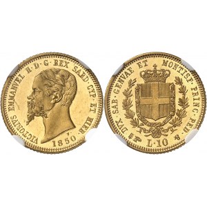 Savoie-Sardaigne, Victor-Emmanuel II (1849-1861). 10 lire, Flan bruni (PROOF) 1850, Gênes.