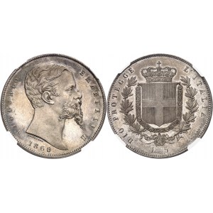 Savoie-Sardaigne, Victor-Emmanuel II (1849-1861). 5 lire 1860, Bologne.