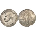 Victor-Emmanuel III (1900-1946). Série pour le cinquantenaire du royaume, comprenant 50 lire Or, 5 et 2 lire Argent et 10 centesimi 1911, R, Rome.